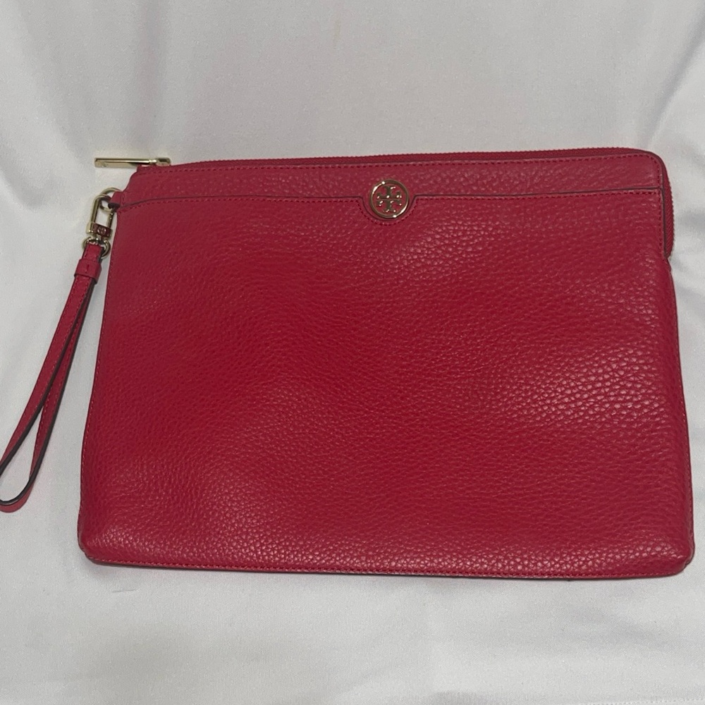 Tory Burch Red Clutch with Wrist Strap